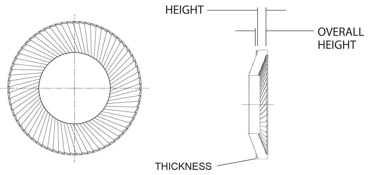 Serrated Disc Spring Diagram with Measurements