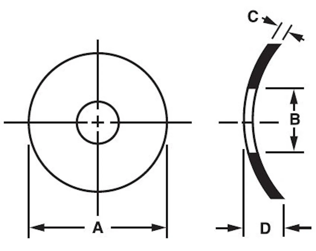 CRV-26194 Curved Disc Spring - 0.462 Inch I.D. - 0.98 Inch O.D.