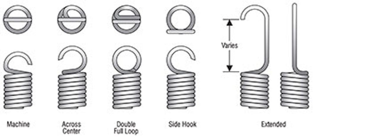 Extension spring end configurations